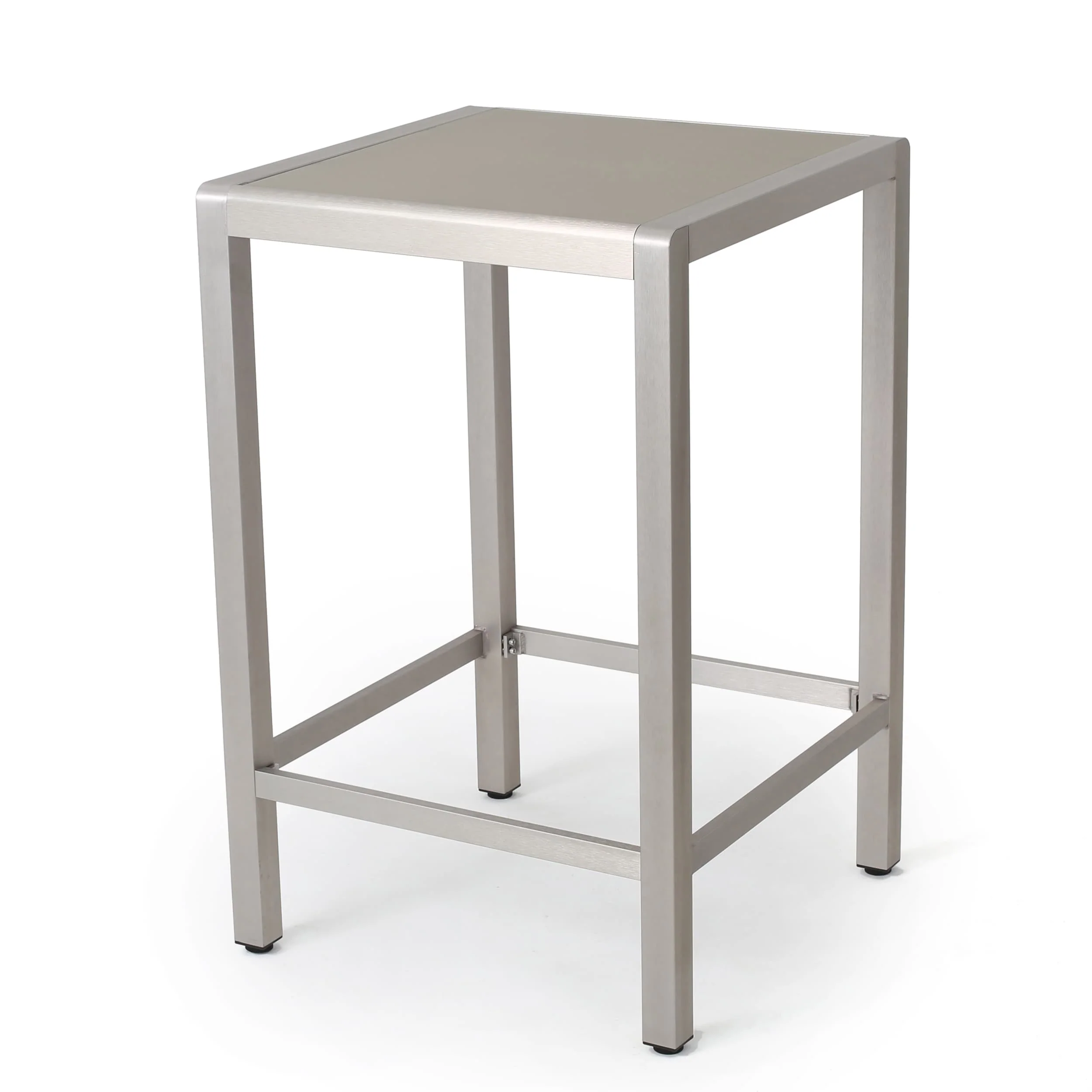 Cape Coral Outdoor Aluminum Bar Table with Glass Top (Table Only) by Christopher Knight Home - 27.56L x 27.56W x 43.00H