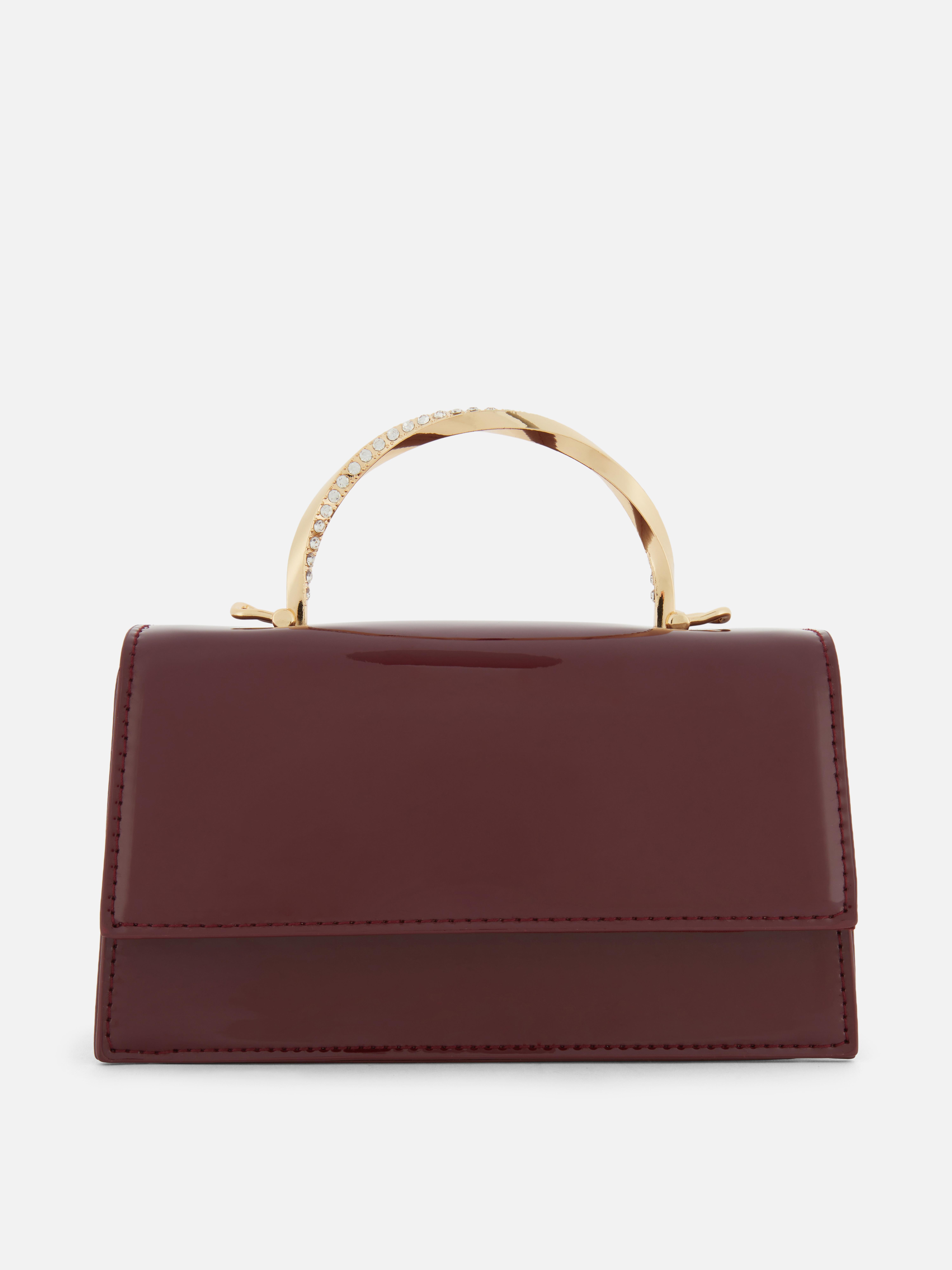 Encrusted Top Handle Patent Bag