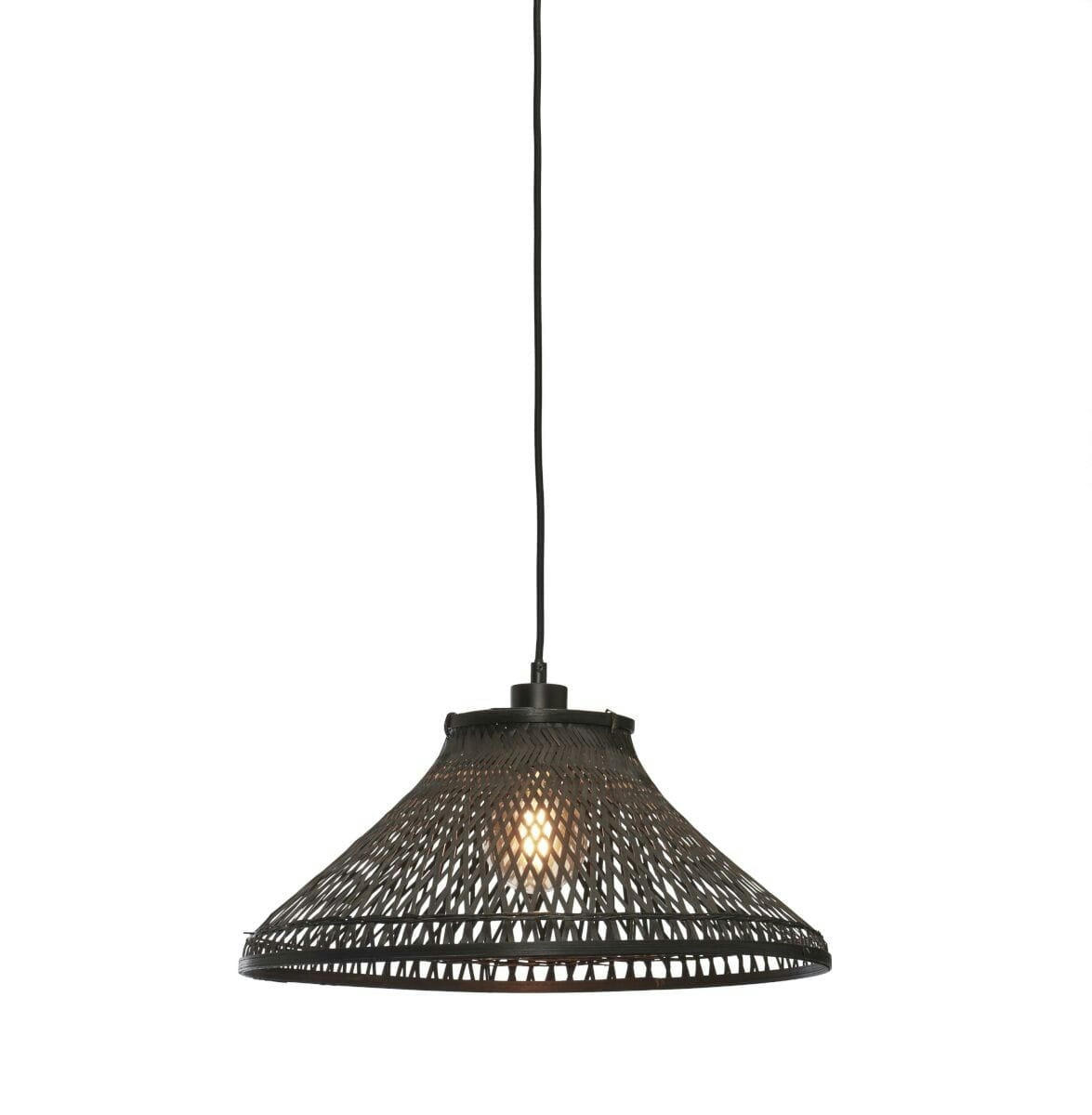 TAHITI - Suspension bambou abat-jour bambou noir, h. 20cm