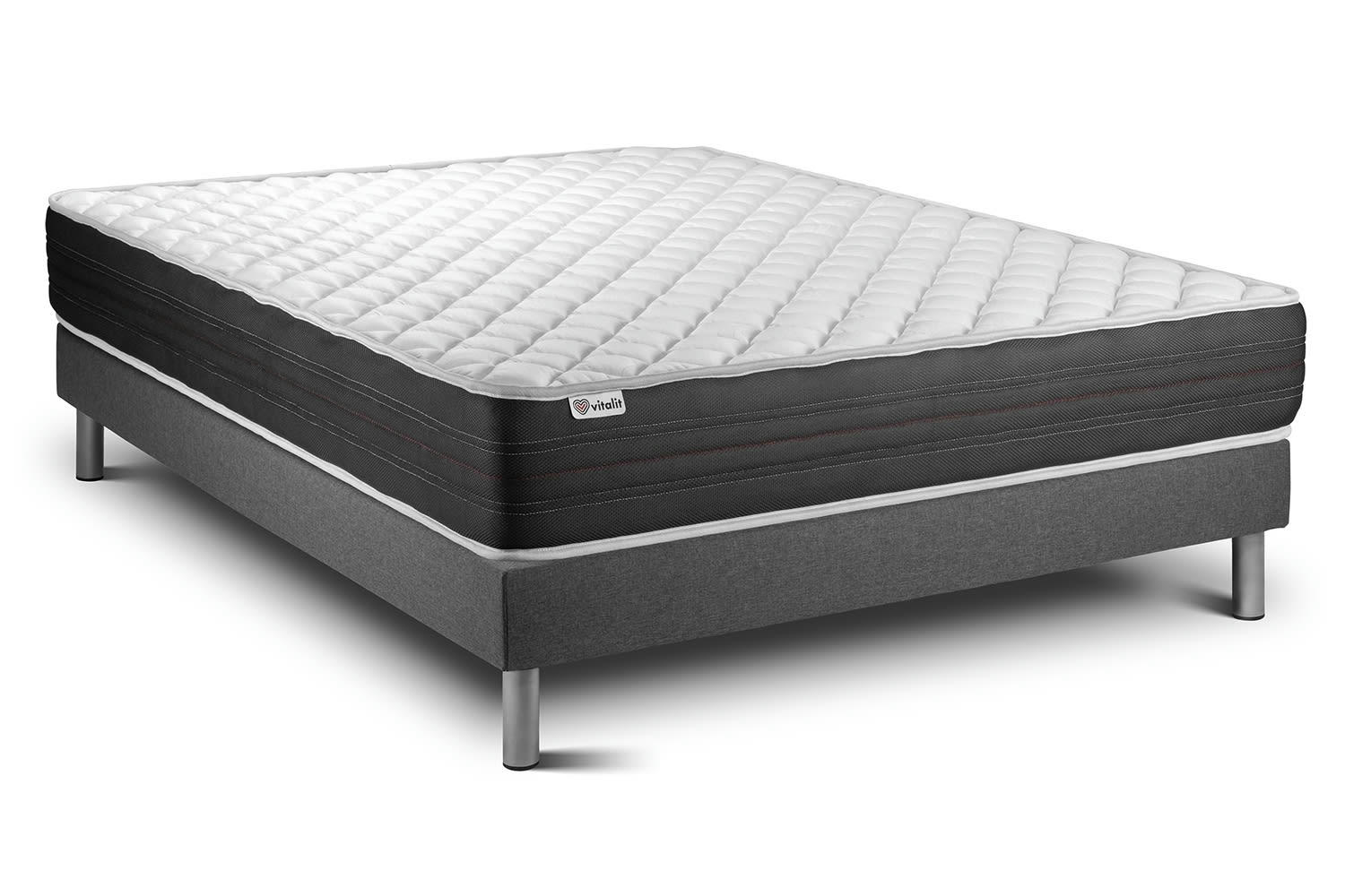 VITALMEMO ONE - Ensemble Mousse  à mémoire de forme 160x200cm kit Gris