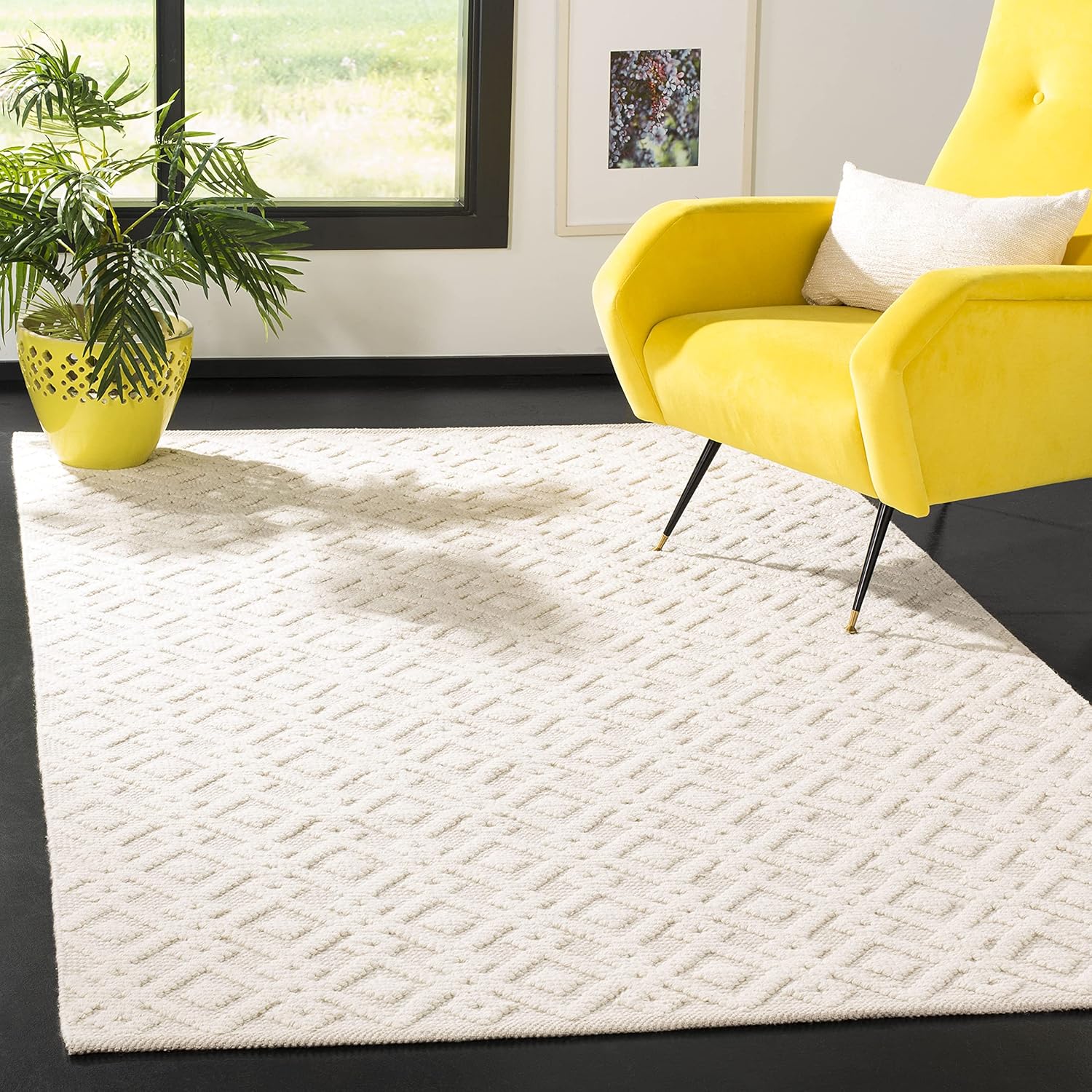 SAFAVIEH Vermont Collection X-Large Area Rug - 12' x 15', Ivory, Handmade Wool & Cotton, Ideal for High Traffic Areas in Living Room, Bedroom (VRM102A)