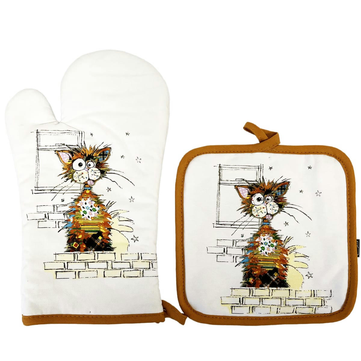 - Gant et manique en coton chat Ziggy