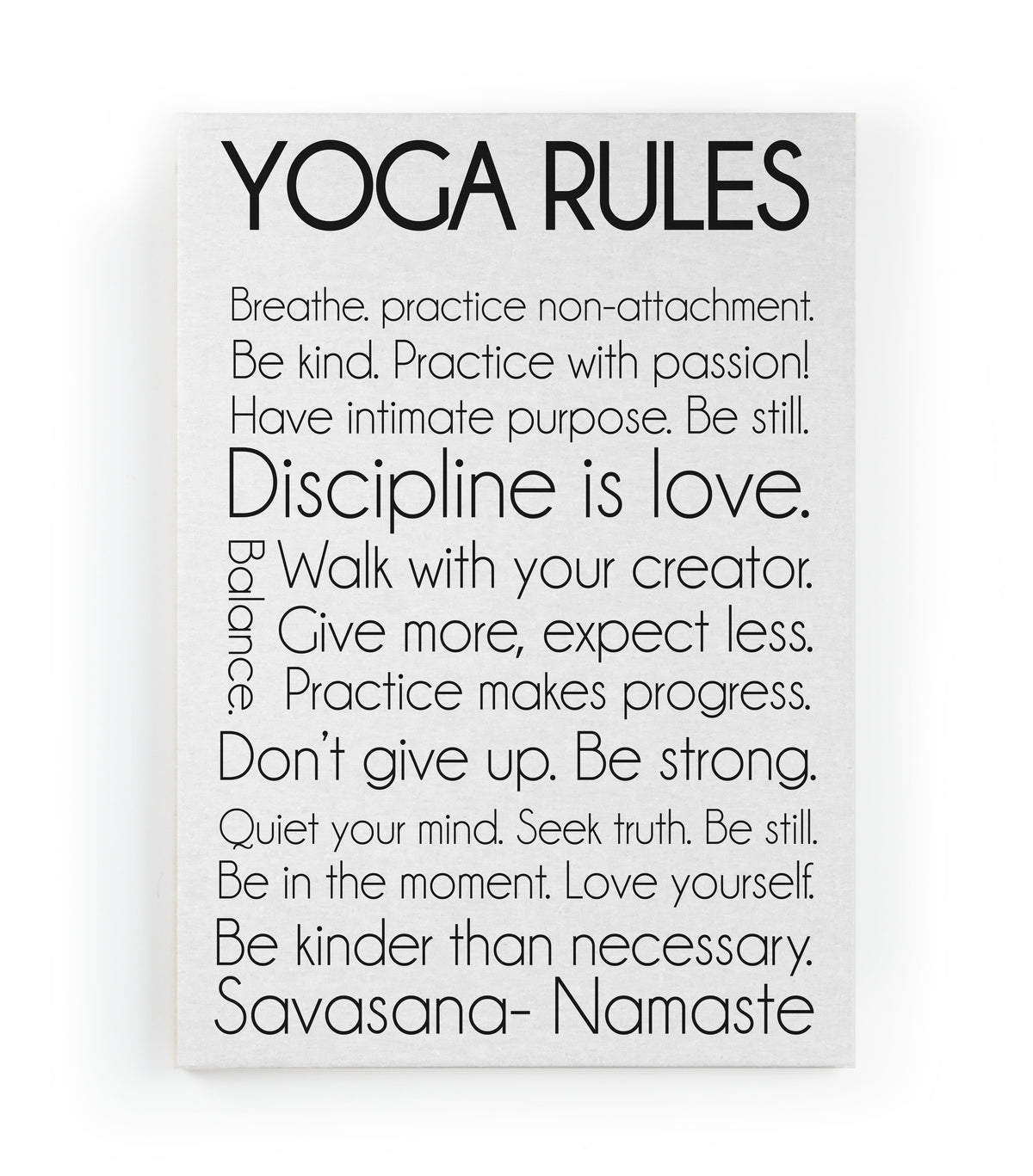Canvas 60x40 Afdruk Yoga Regels