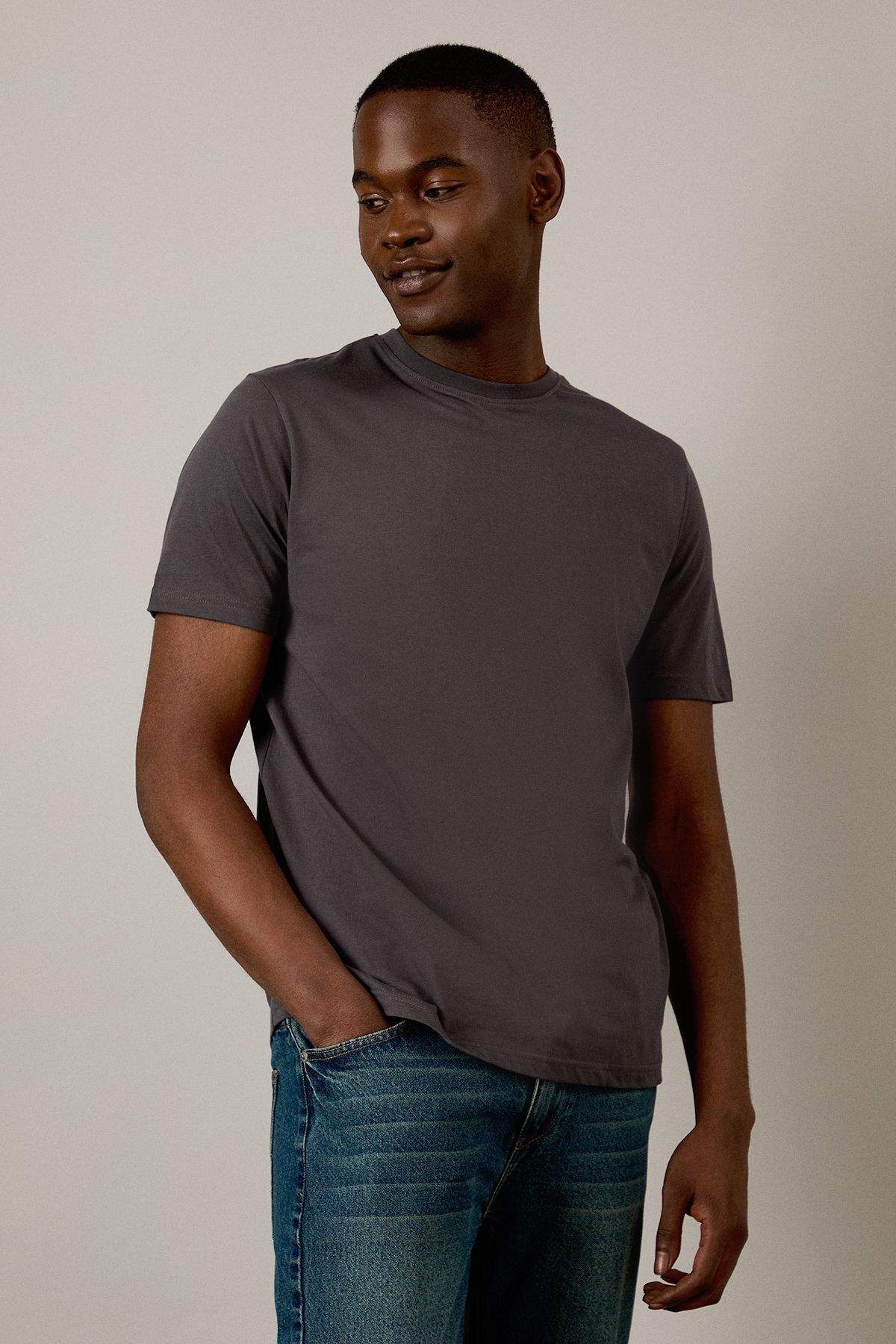 Burton Dark Grey Plain Crew Neck T-shirt