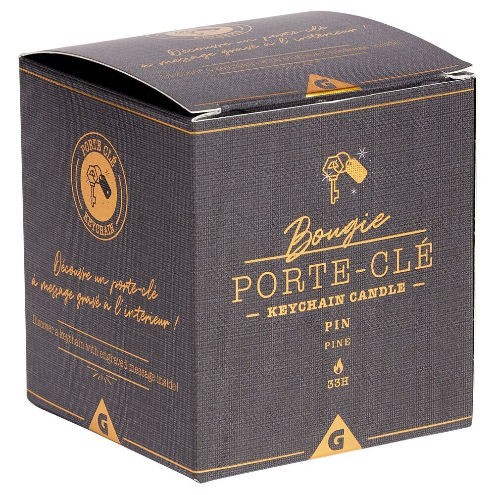 Bougie porte-clé doré senteur pin 33H