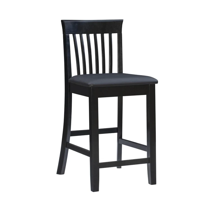 Linon Floresti Black Slat-back Counter Stool