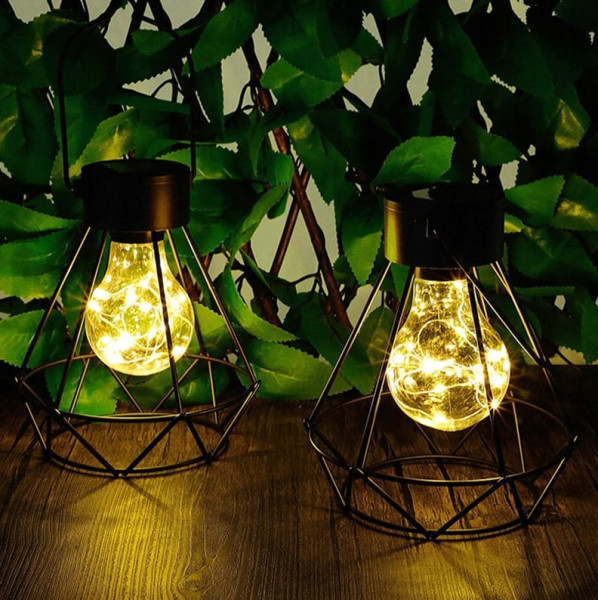 Diament lampa stołowa wisząca solarna czarna