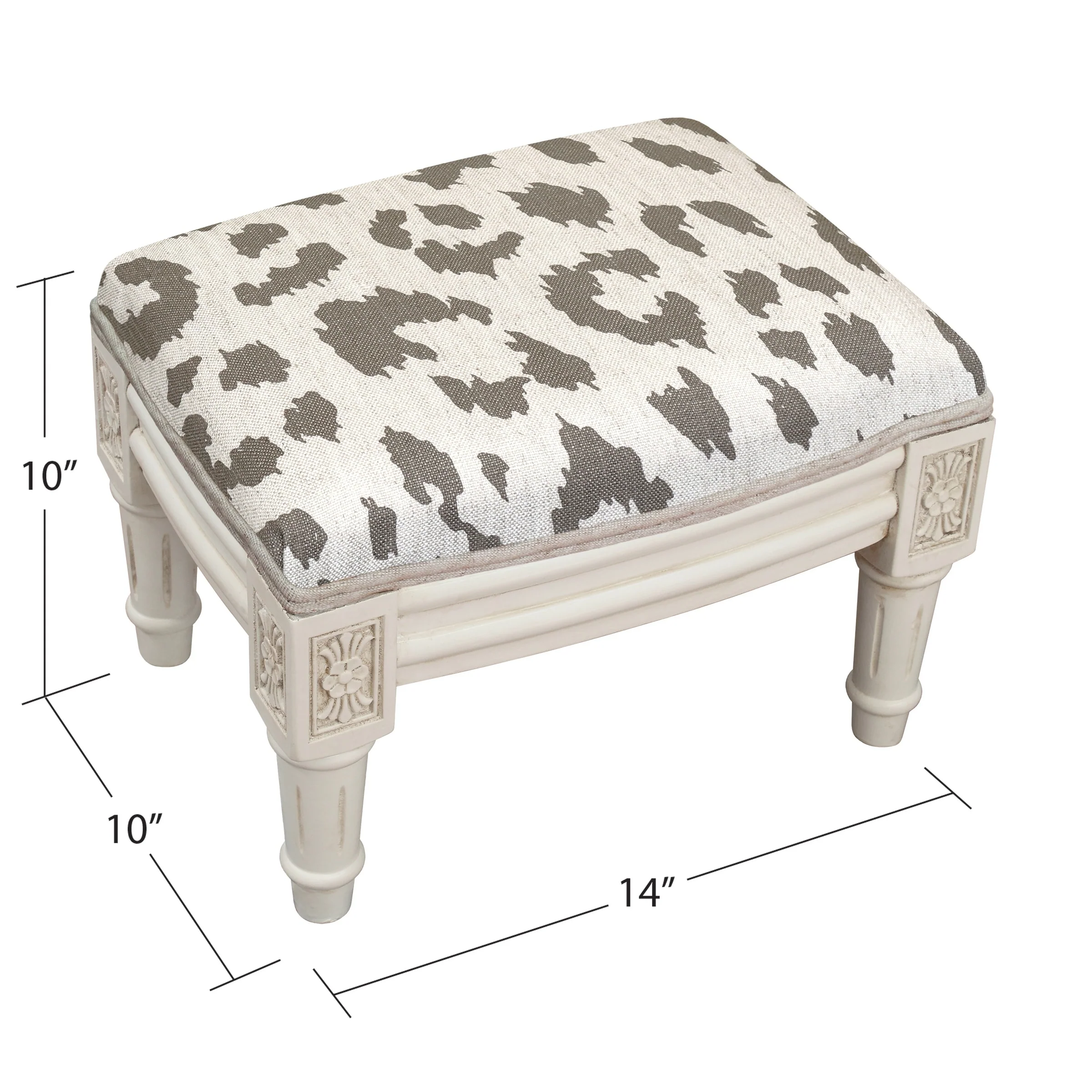 Gray Cheetah Footstool