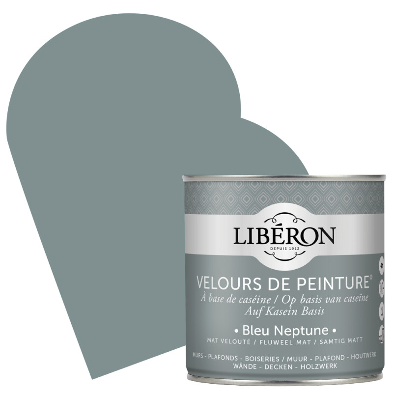 Peinture pour murs Velours de Peinture bleu Neptune mat 0,5 L LIBERON