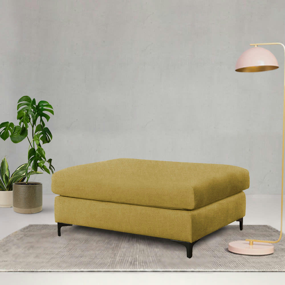 - Pouf salon tissu jaune