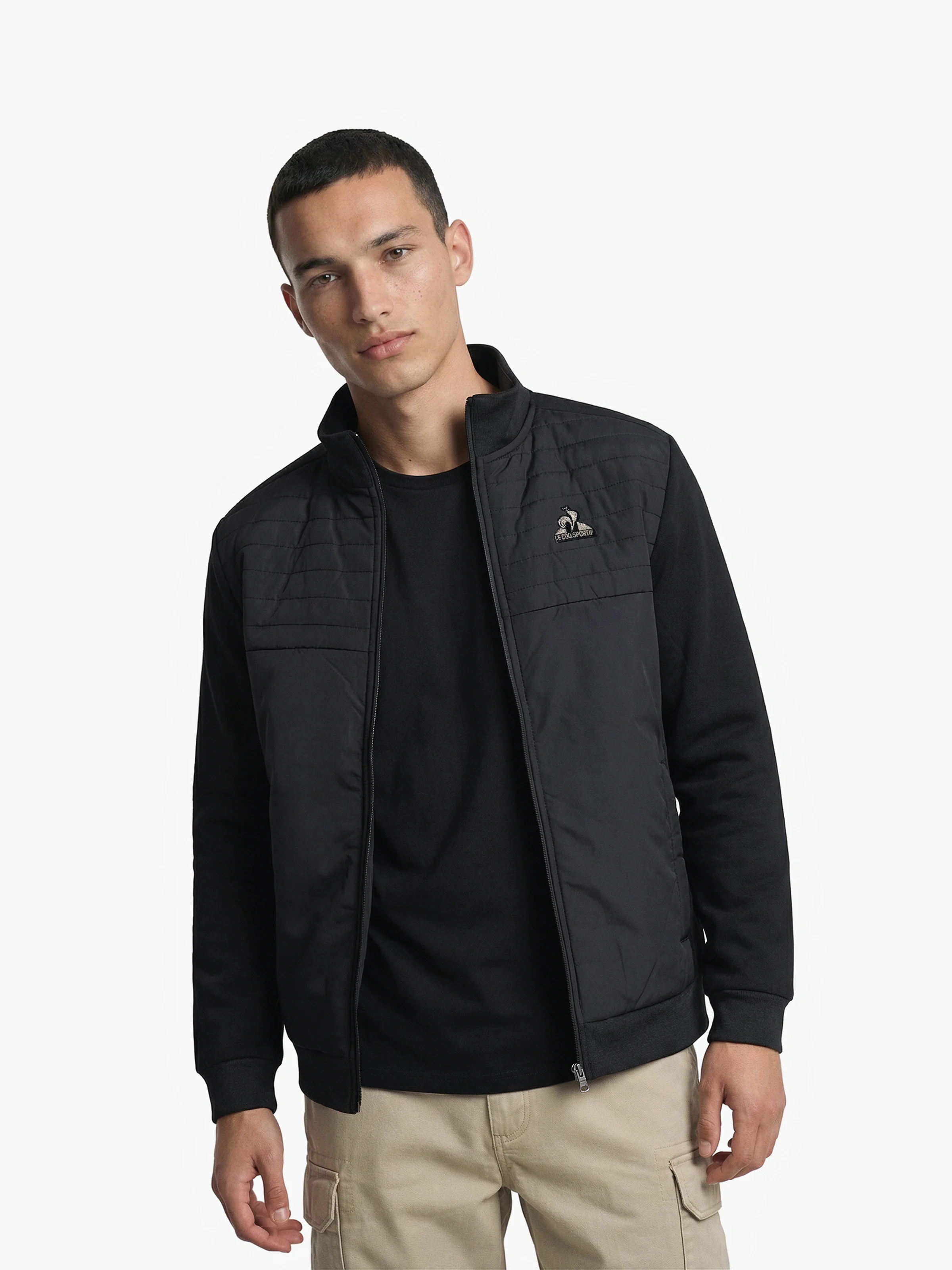 Veste bi-matière matelassée avec manches en jersey technique