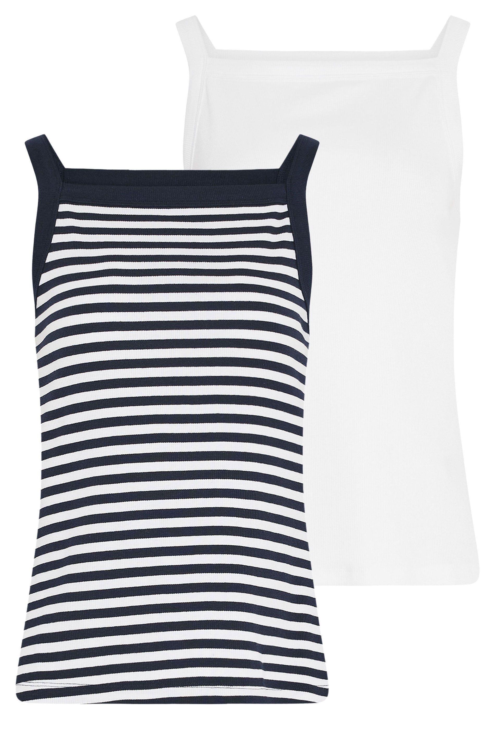 Long Tall Sally Tall 2 Pack High Neck Ribbed Vests