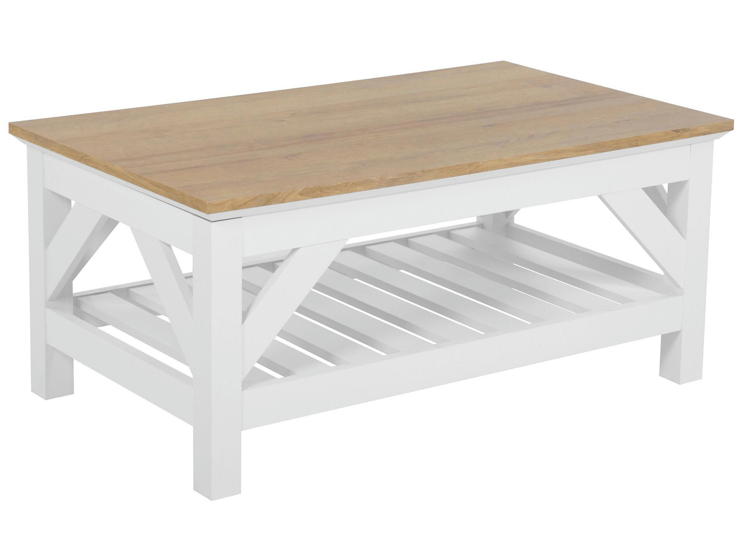 SAVANNAH - Table basse bois clair blanc 100 x 60 cm