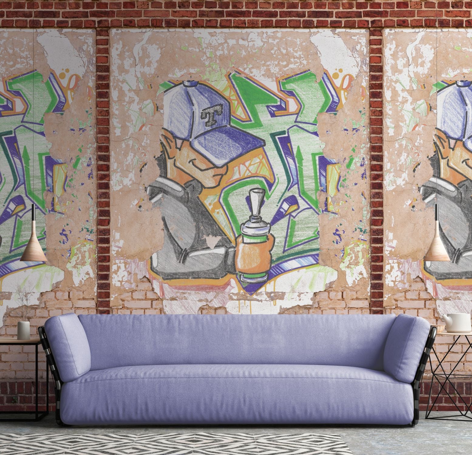 Livingwalls fotobehang graffiti bruin, beige, rood, crème en meerkleurig - 159 x 280 cm - AS-392411