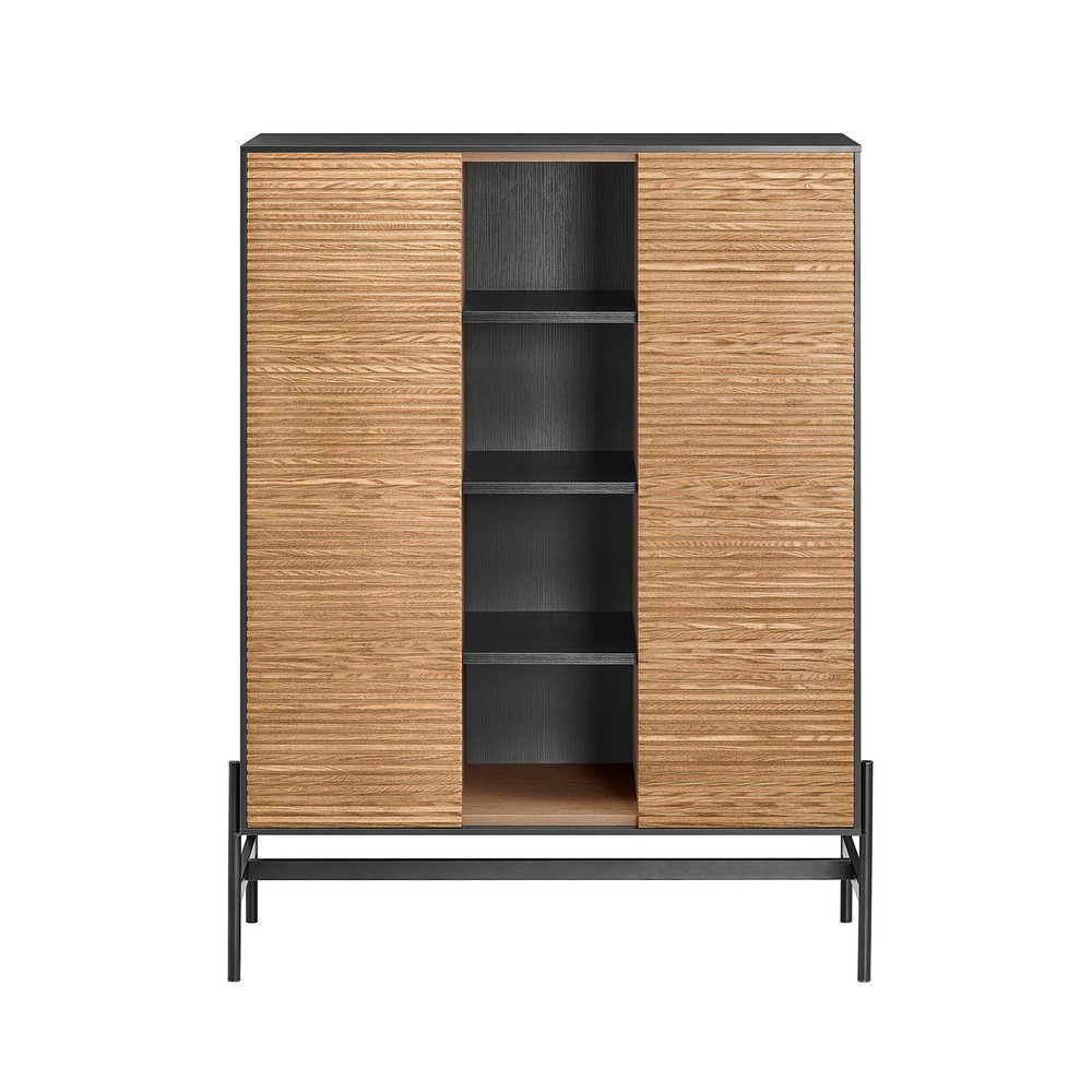 SoBuy Komoda jednodrzwiowa Czarny 88x40x119.5cm Przemysłowy HFSB04-SCH