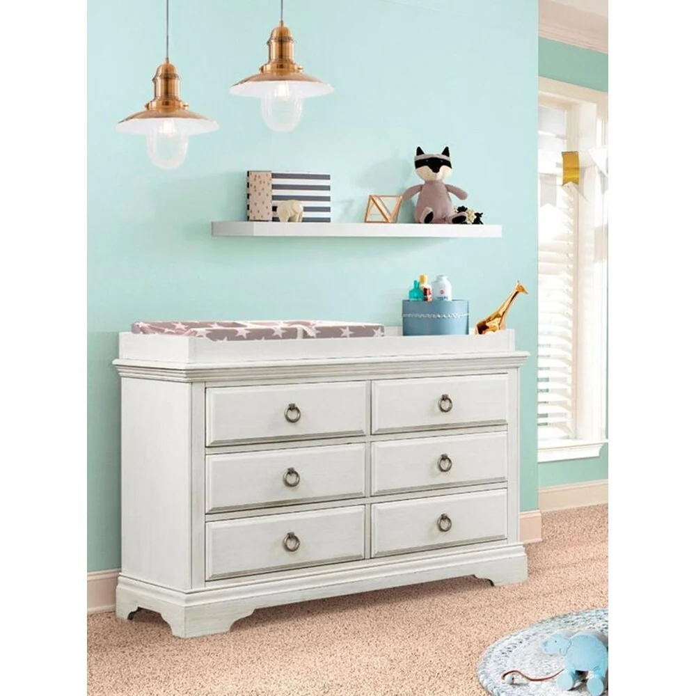 Riley Brushed White Solid Hardwood Changer Top