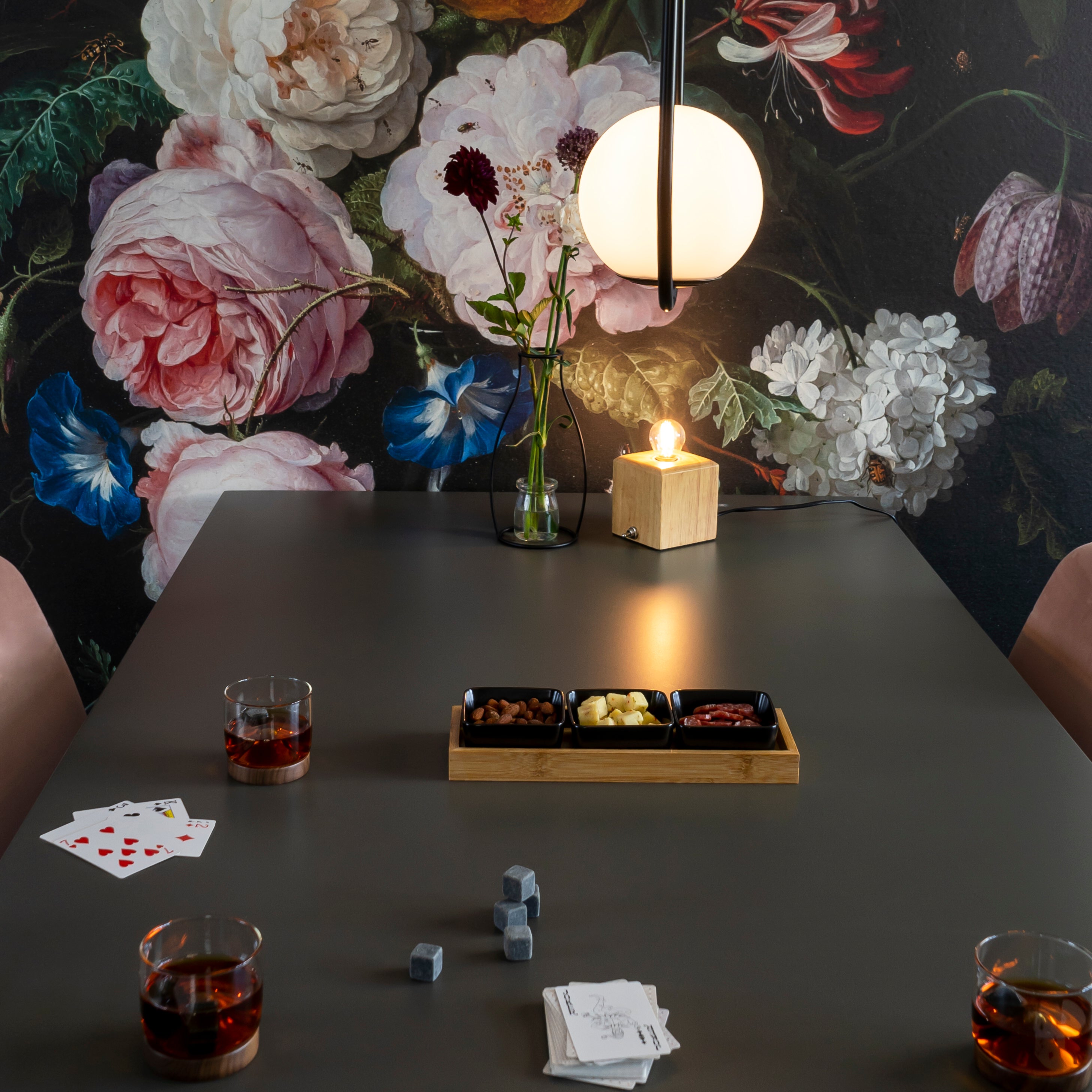 Aretica Whiskey glas met houten onderzetter - Bruin - set van 2