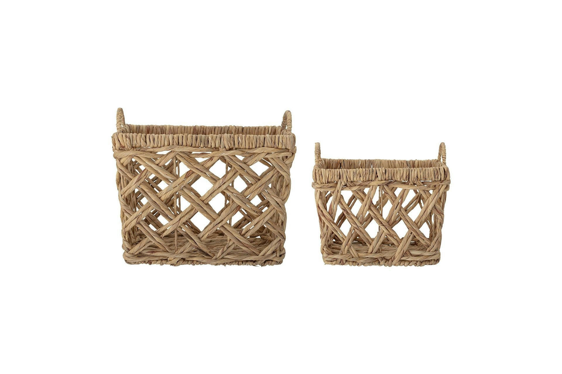 SADIA - Lot de 2 paniers en jacinthe d'eau beige