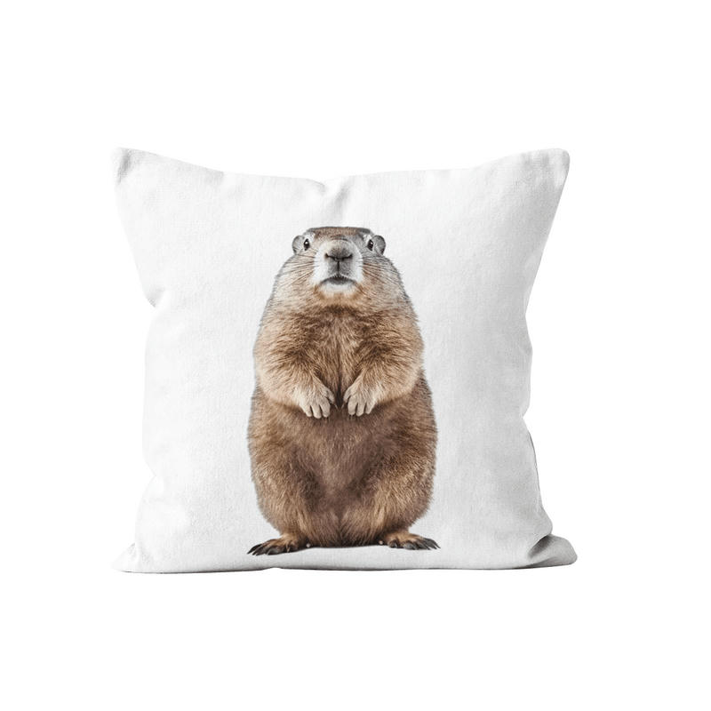 - Coussin déco animal marmotte velours 40x40cm