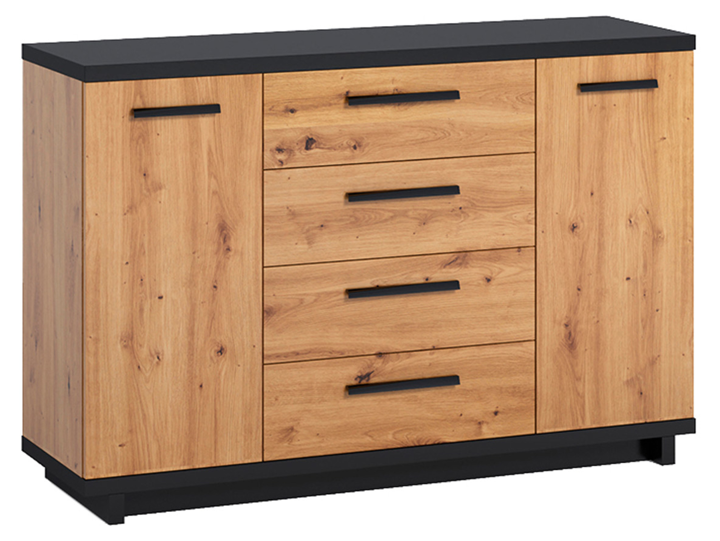 Komoda Ines 135 cm z 2 drzwiami i 4 szufladami dąb artisan