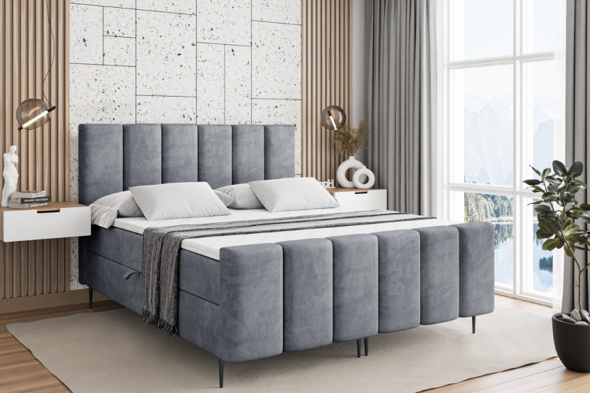 Łóżko kontynentalne - pojemnik, materac, nóżki BOXI1-FC-Z 120x200 cm
