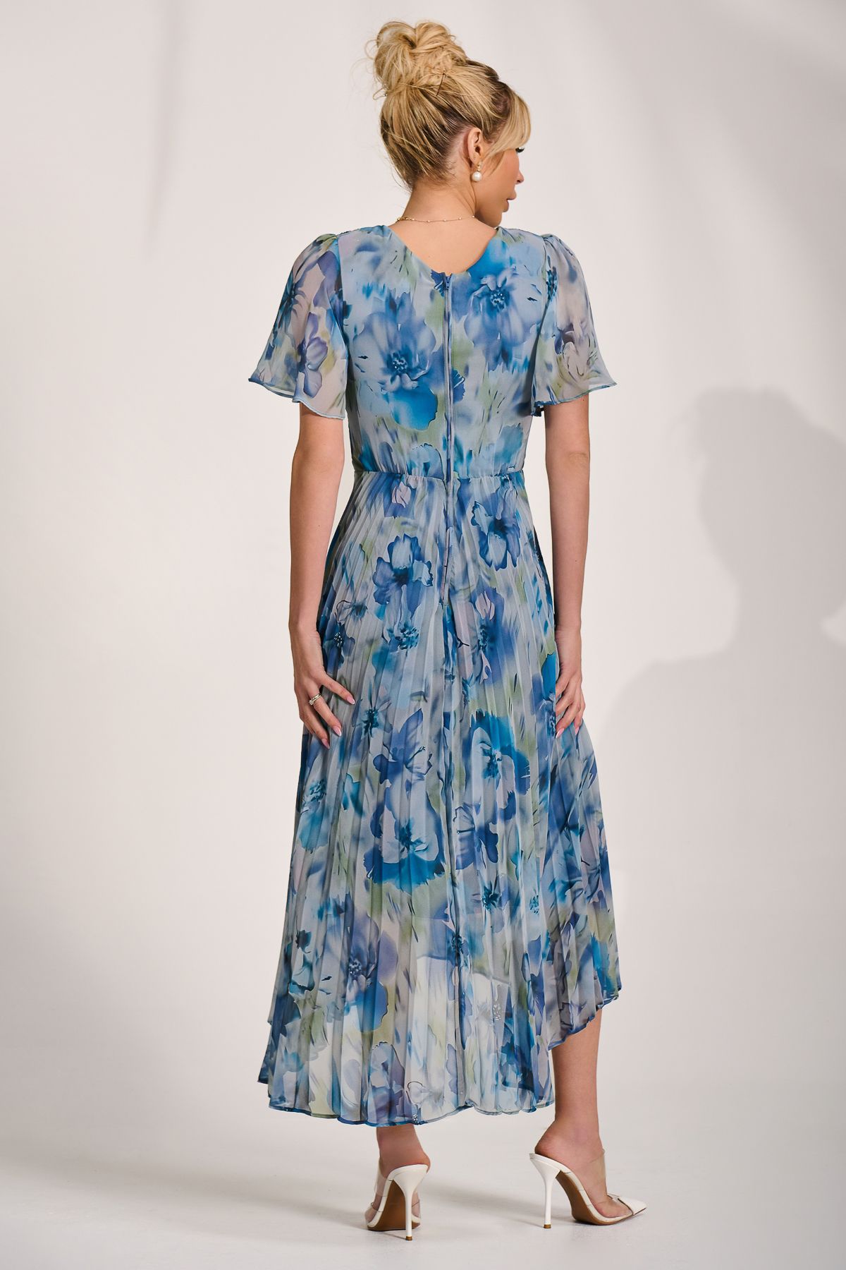 Jolie Moi Chiffon Pleated Maxi Dress