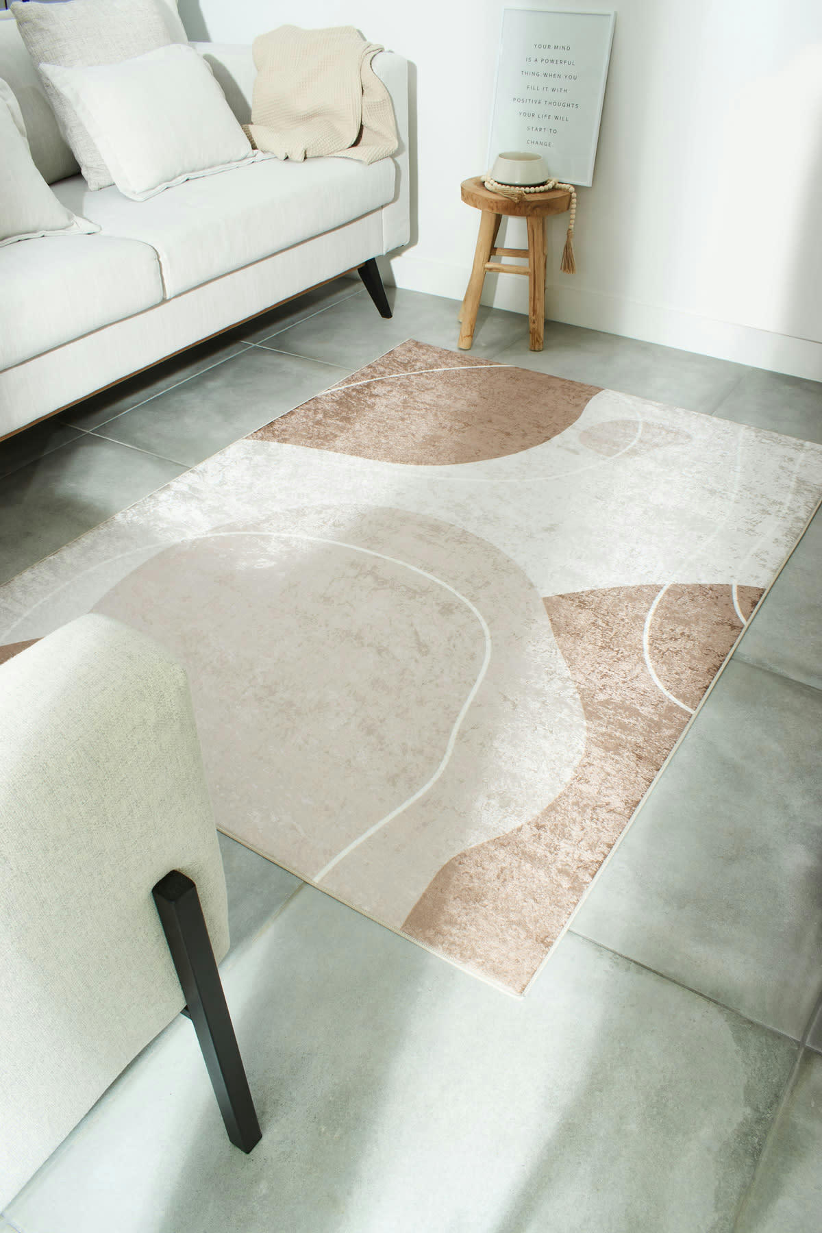 GREGE - Tapis Salon Beige Abstrait 120x160