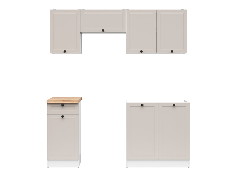 Komplet kuchenny Junona Line 180 cm biały/uni kaszmir z blatem
