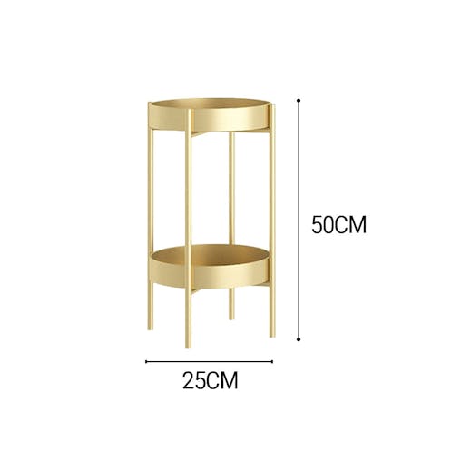 SOGA 2 Layer 50cm Gold Metal Plant Stand Flower Pot Holder Corner Shelving Rack Indoor Display