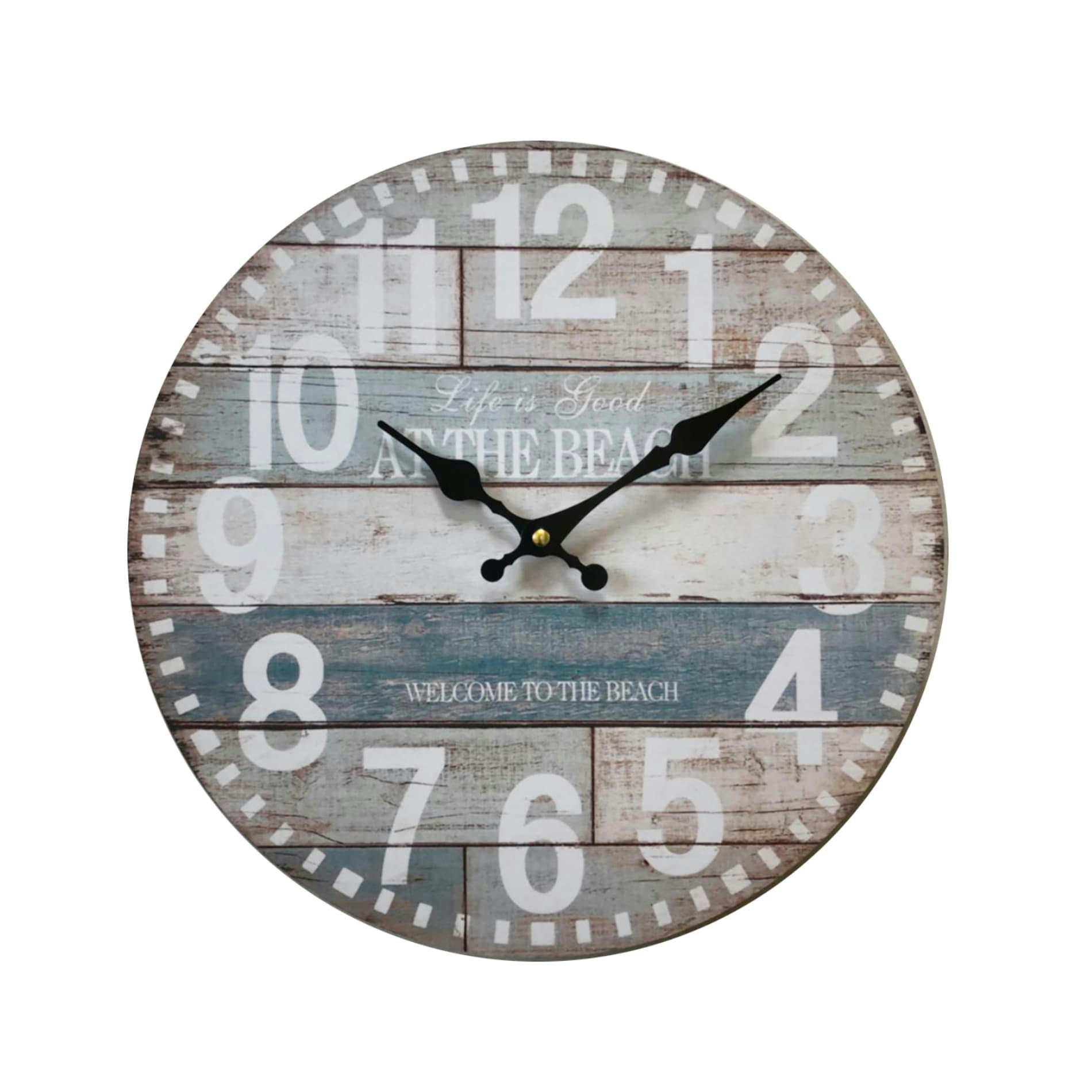 - Horloge murale effet bois bleu clair et blanc ø 33,8 cm