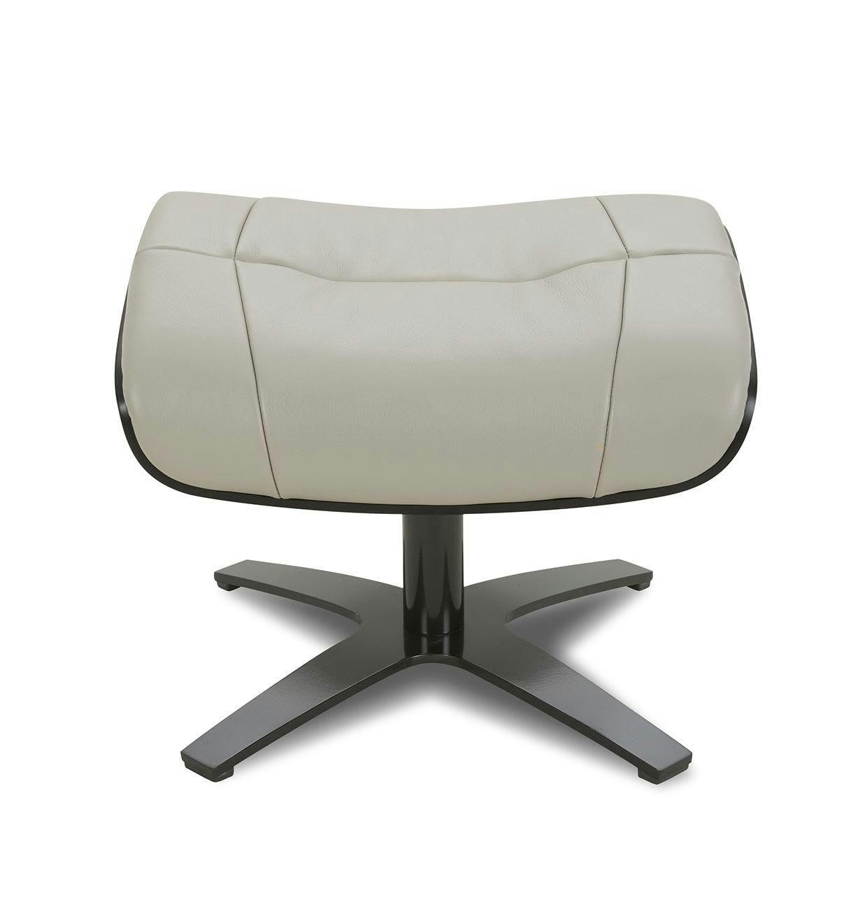 NAOS - Pouf en cuir et chêne noir - Cuir Gris