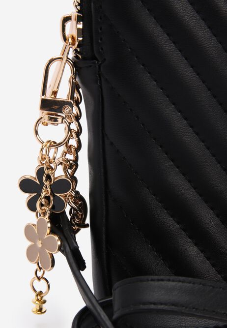 Womens Black Quilted Charm Phone Holder