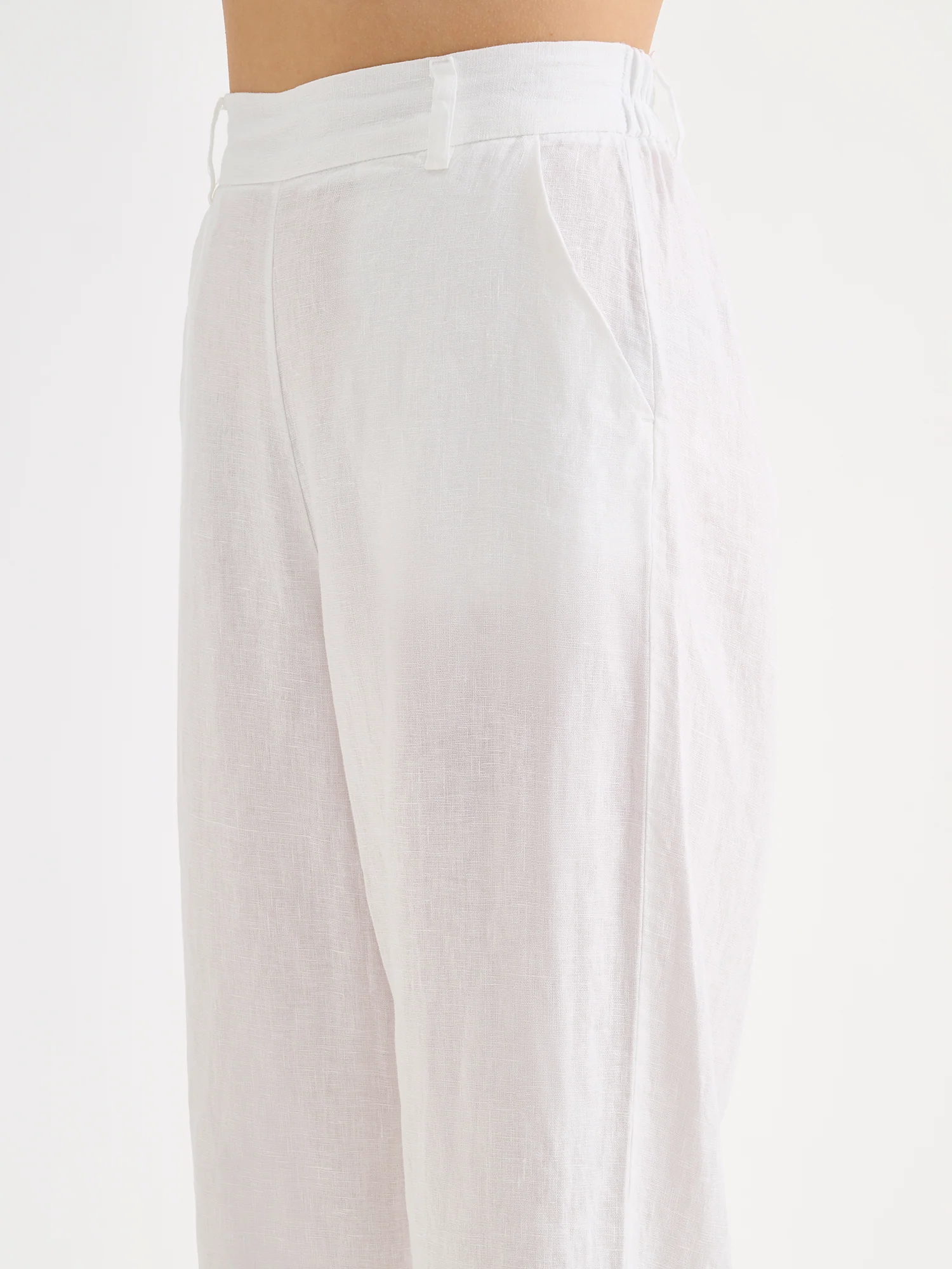 SAARI culottes-pellavahousut - valkoinen
