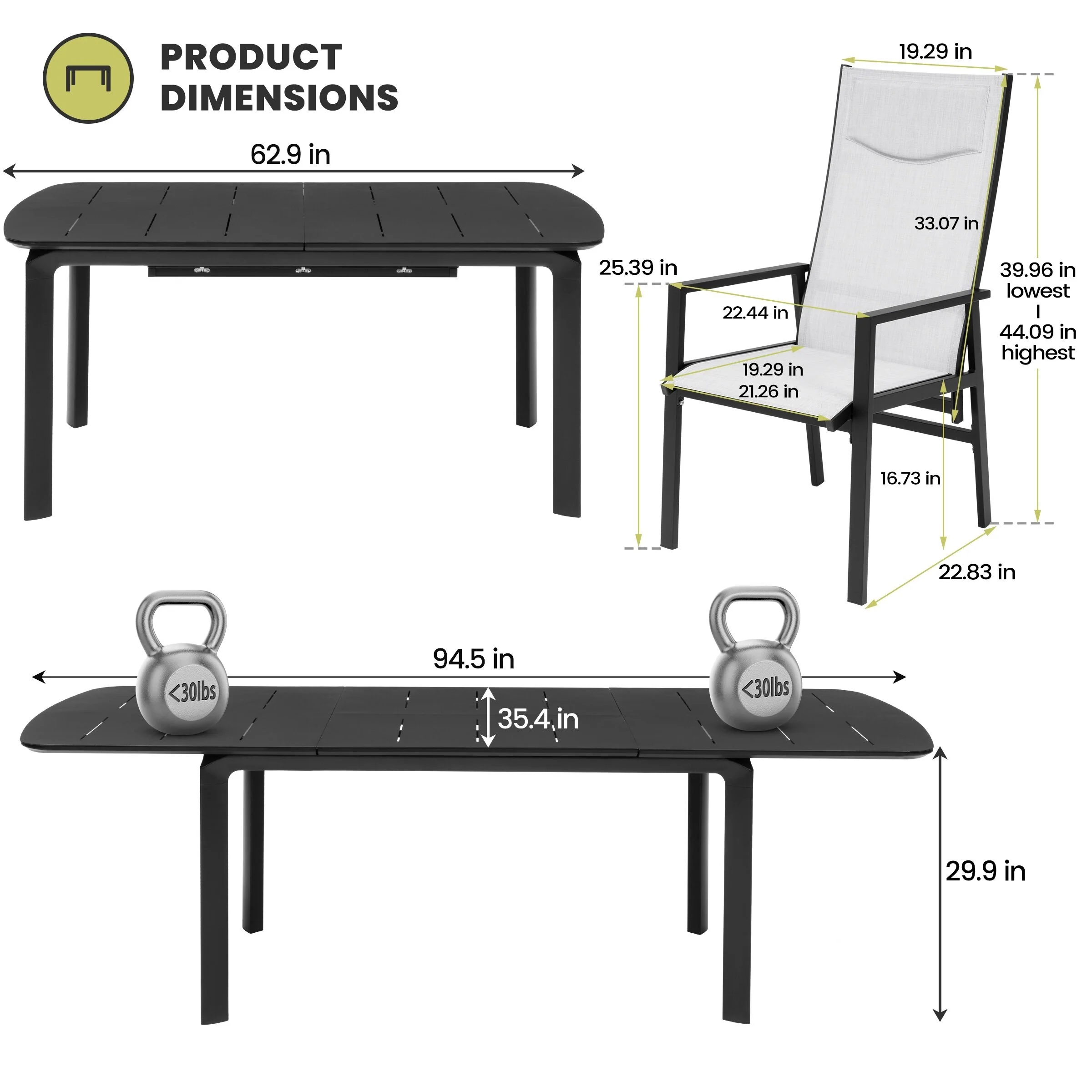 9-Piece Set Outdoor Extendable Patio Dining Table with Pneumatic Adjustable Folding Dining Chairs