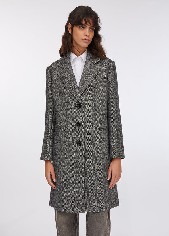 Cappotto spinato in misto lana