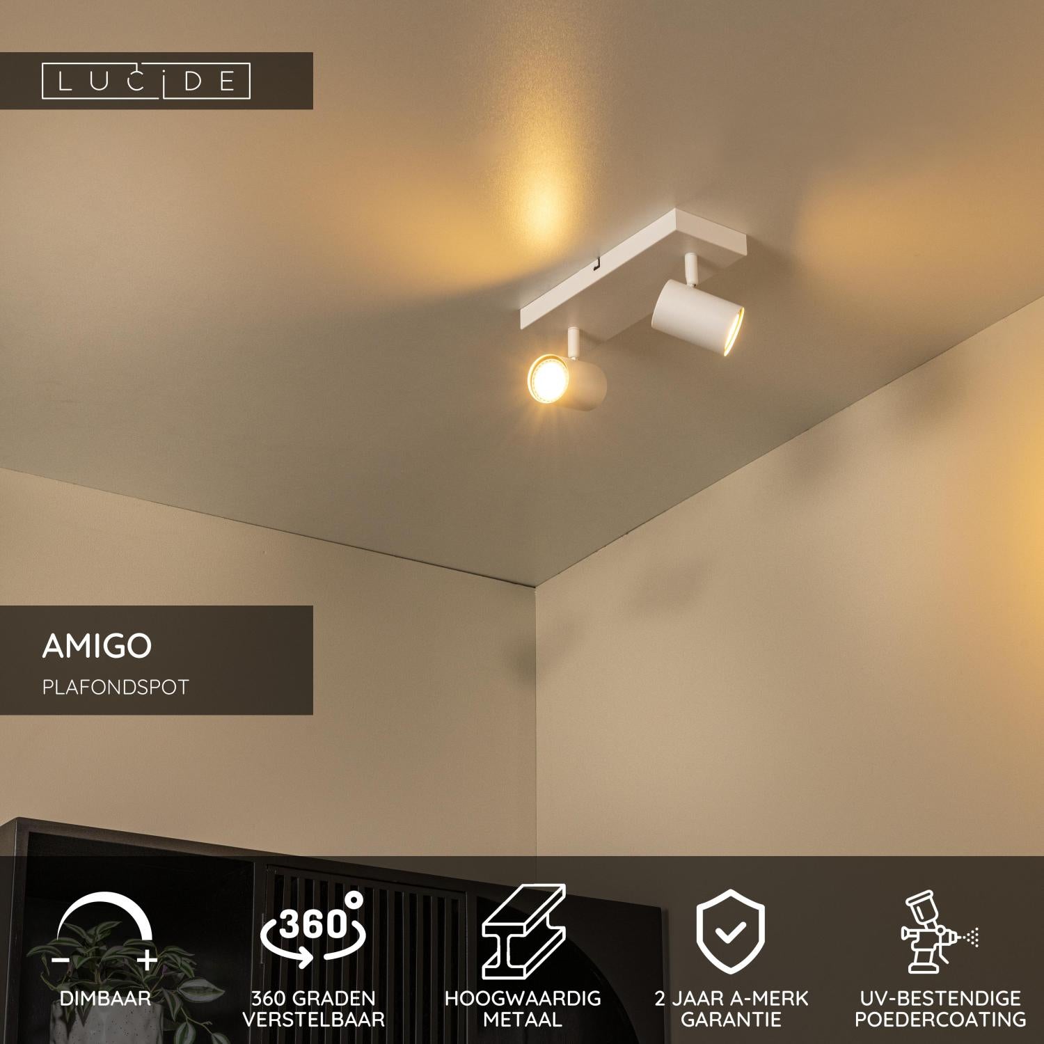 Lucide AMIGO Plafondspot - Wit