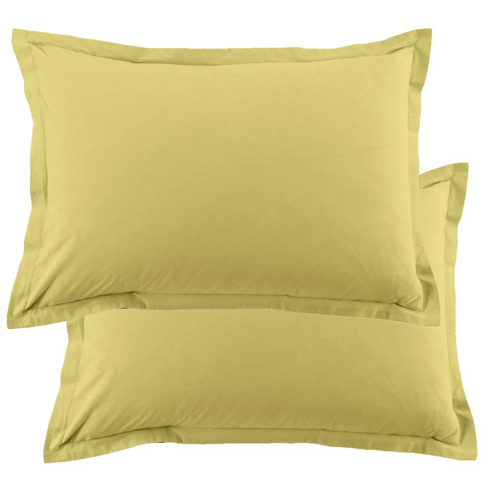 - Lot de 2 taies d'oreiller rectangles coton jaune dorées 50x70 cm