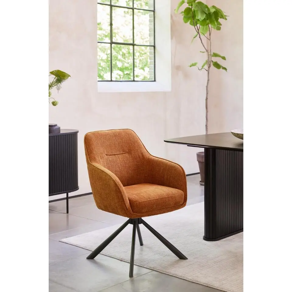 Eetkamerstoel Roest Stof - Incl. Rugleuning - Select Avola - Set van 2