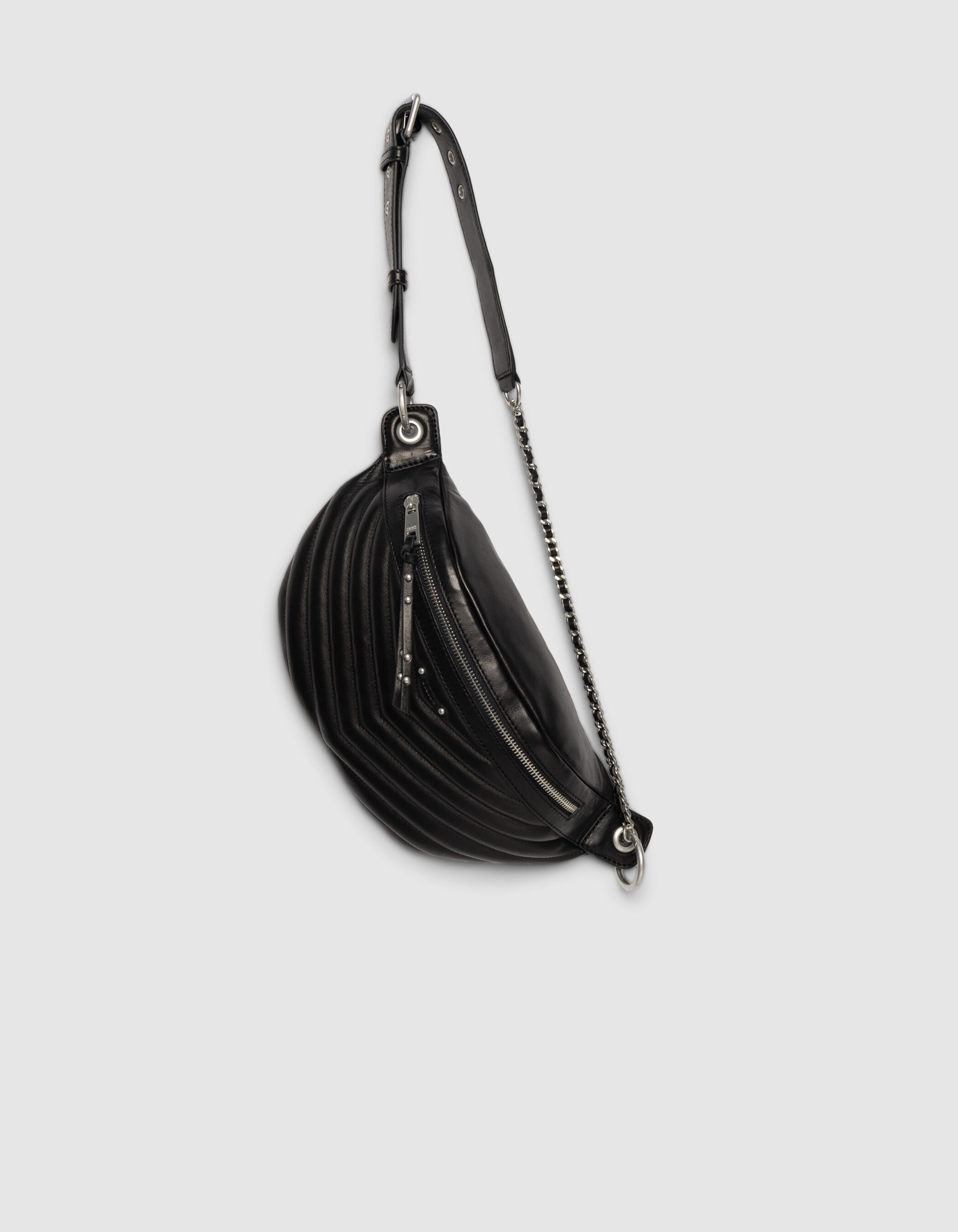 Sac banane 1440 noir cuir matelassé Femme