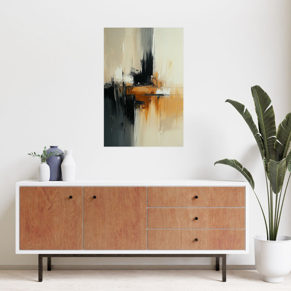 Plakat samoprzylepny Feeby Abstrakcja beżowy pomarańczowy czarny 20x30
