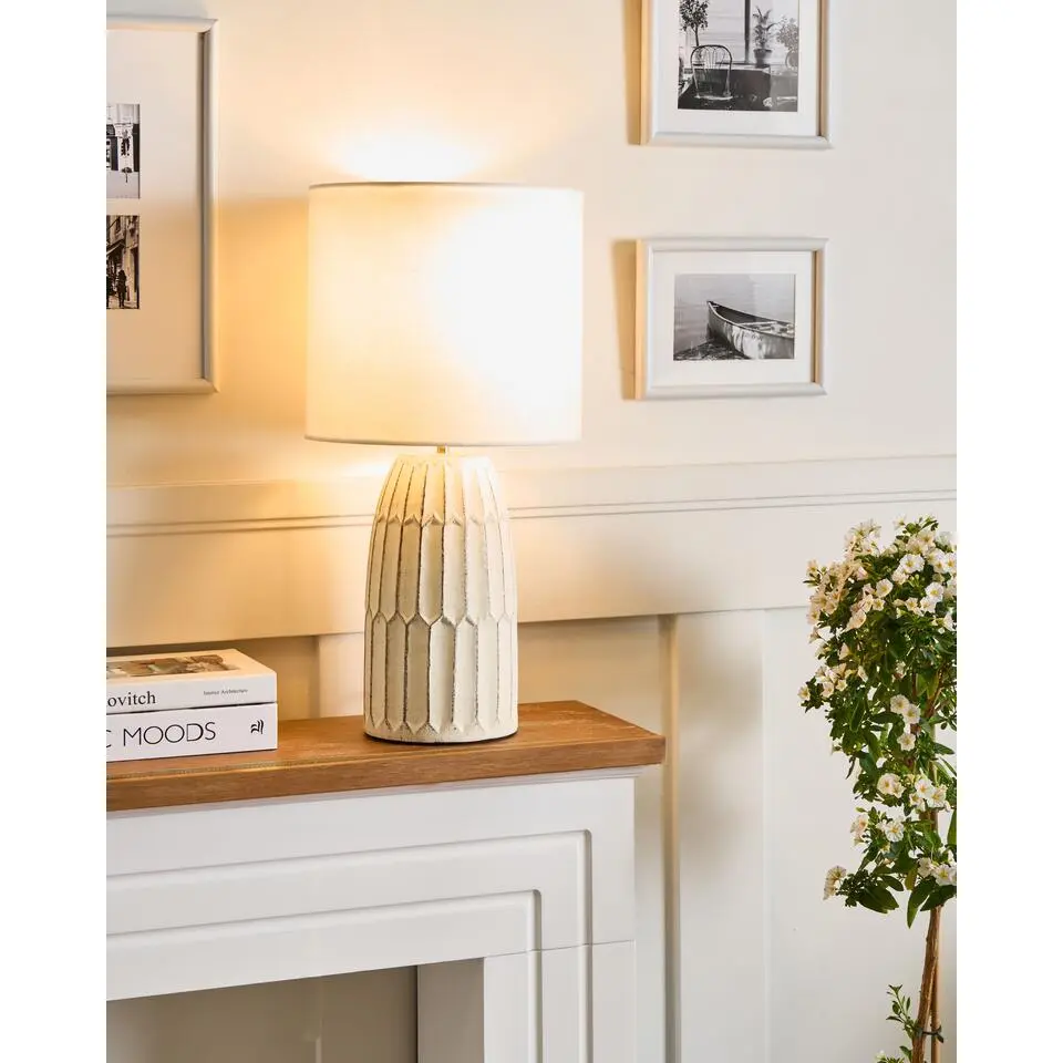 BELIHUL - Tafellamp - Gebroken wit - Keramiek