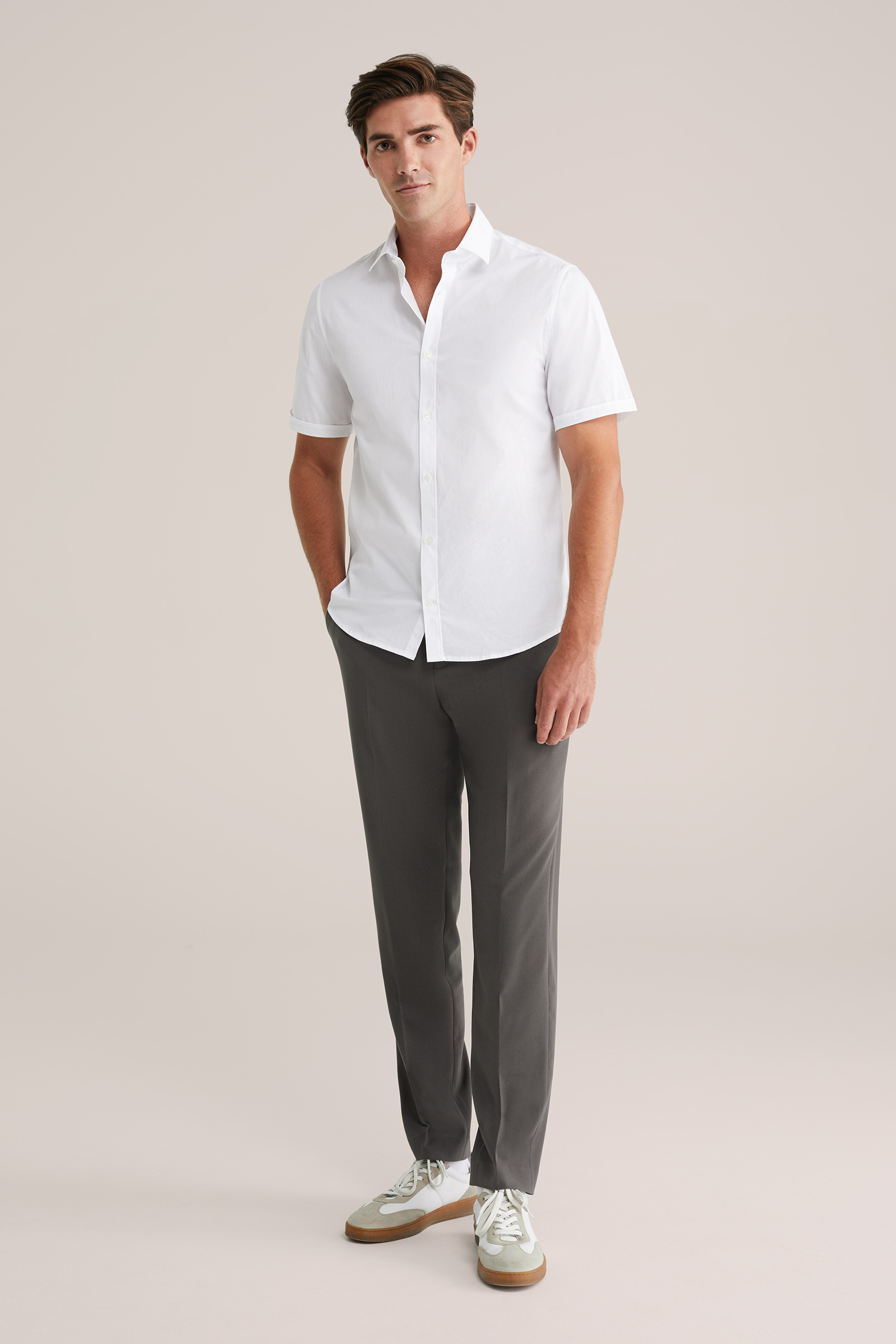 Heren slim fit overhemd met stretch