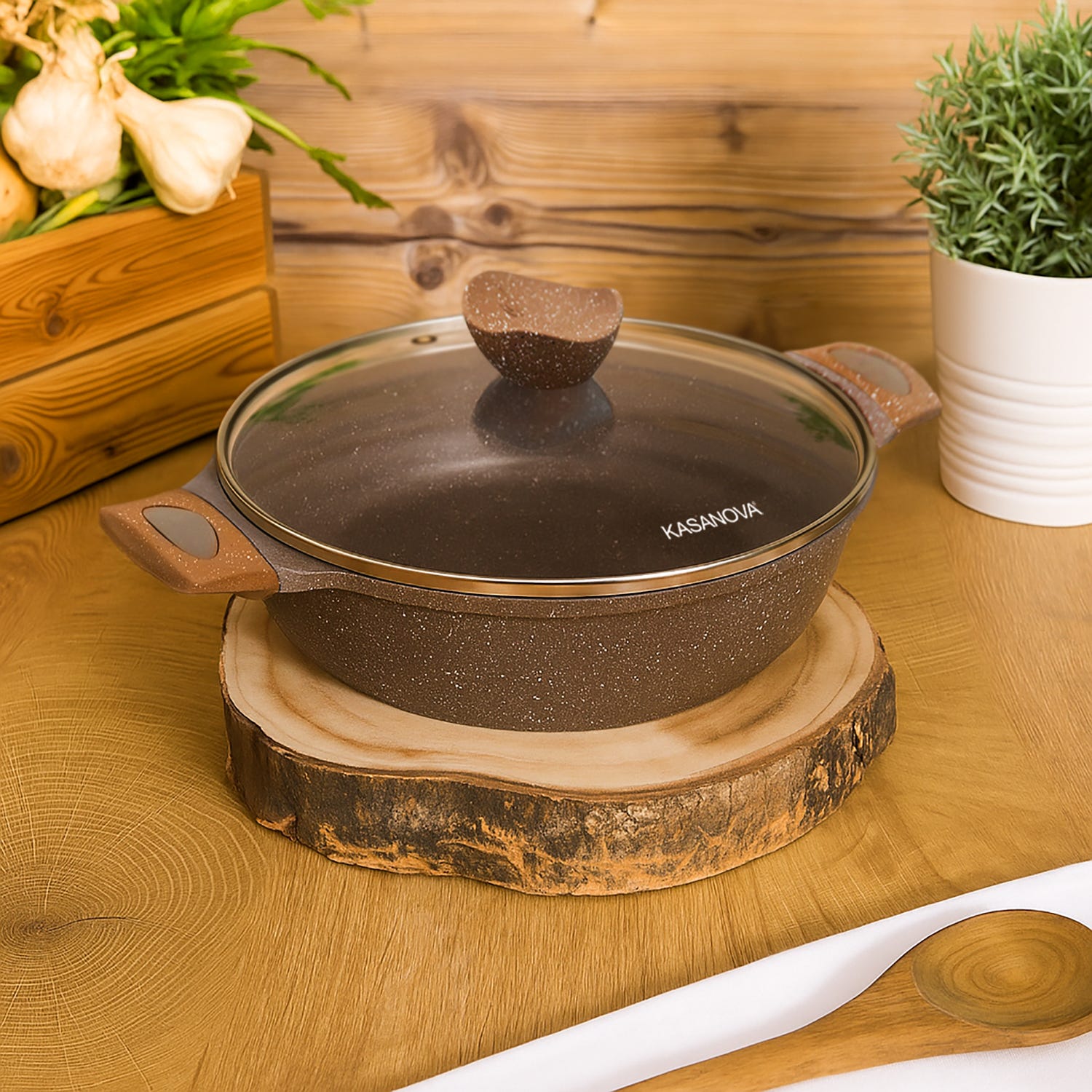 0% grassi tegame 24 cm, con coperchio
