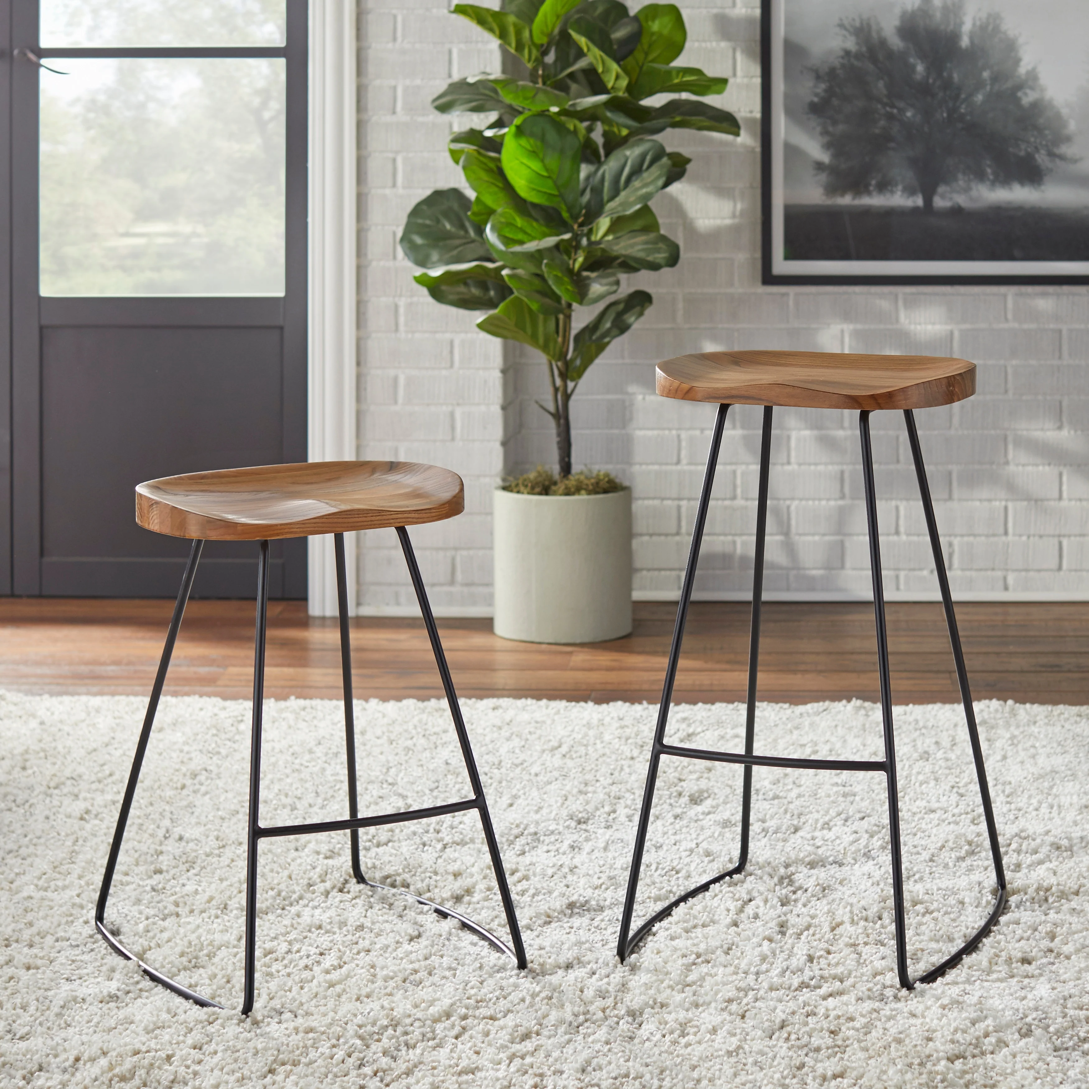 Lifestorey Chapman Scooped-seat Stools (Set of 2)