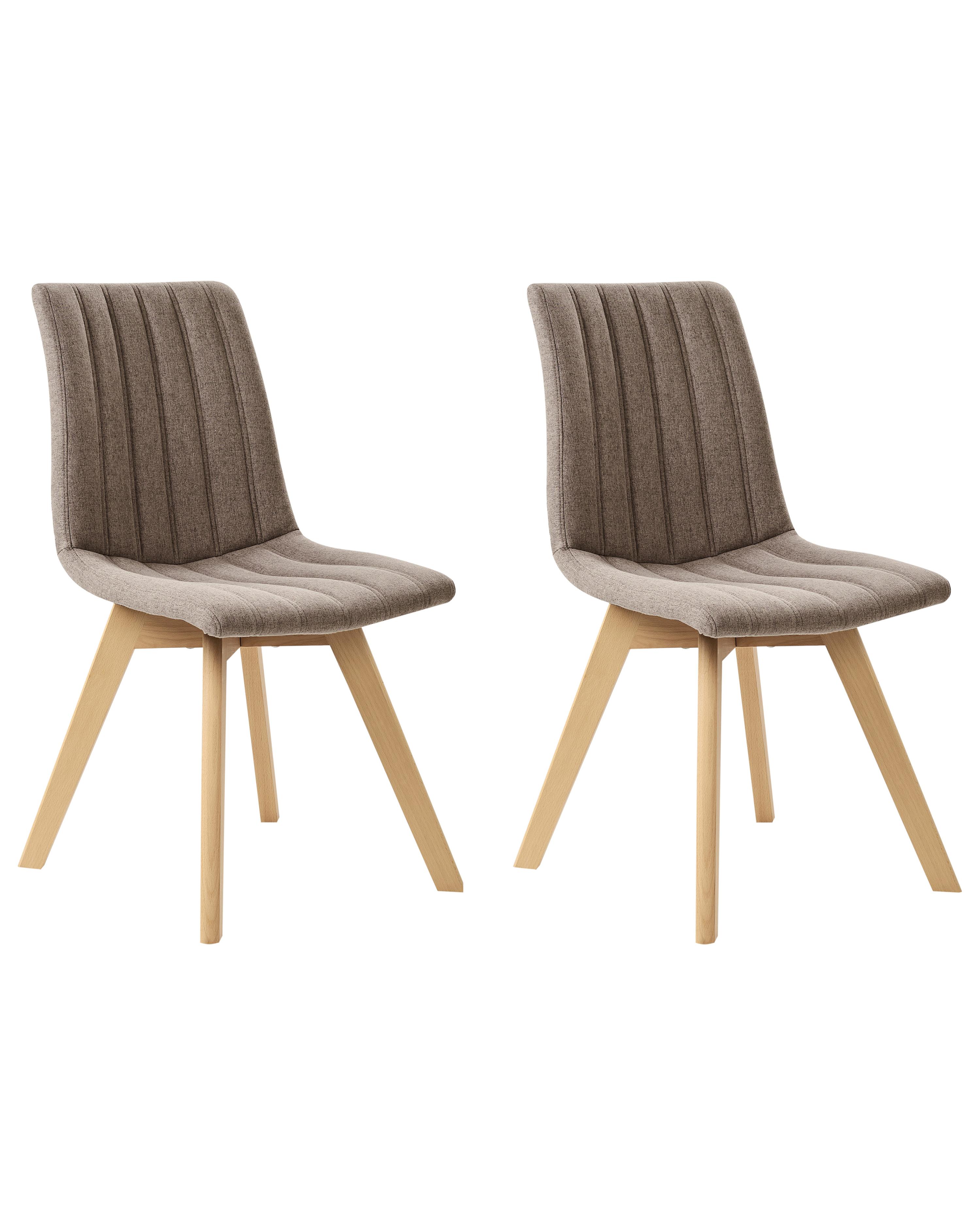 Set of 2 Dining Chairs CALGARY Fabric Brown