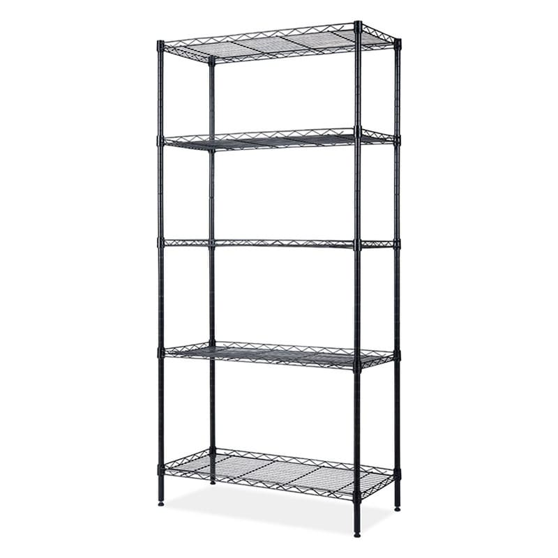 Black Metal 5-Tier Heavy Duty Adjustable Configuration Shelving Unit
