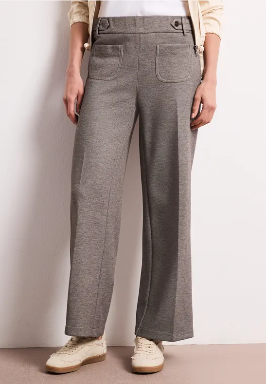 Wide Leg Hose mit Knopfdetails