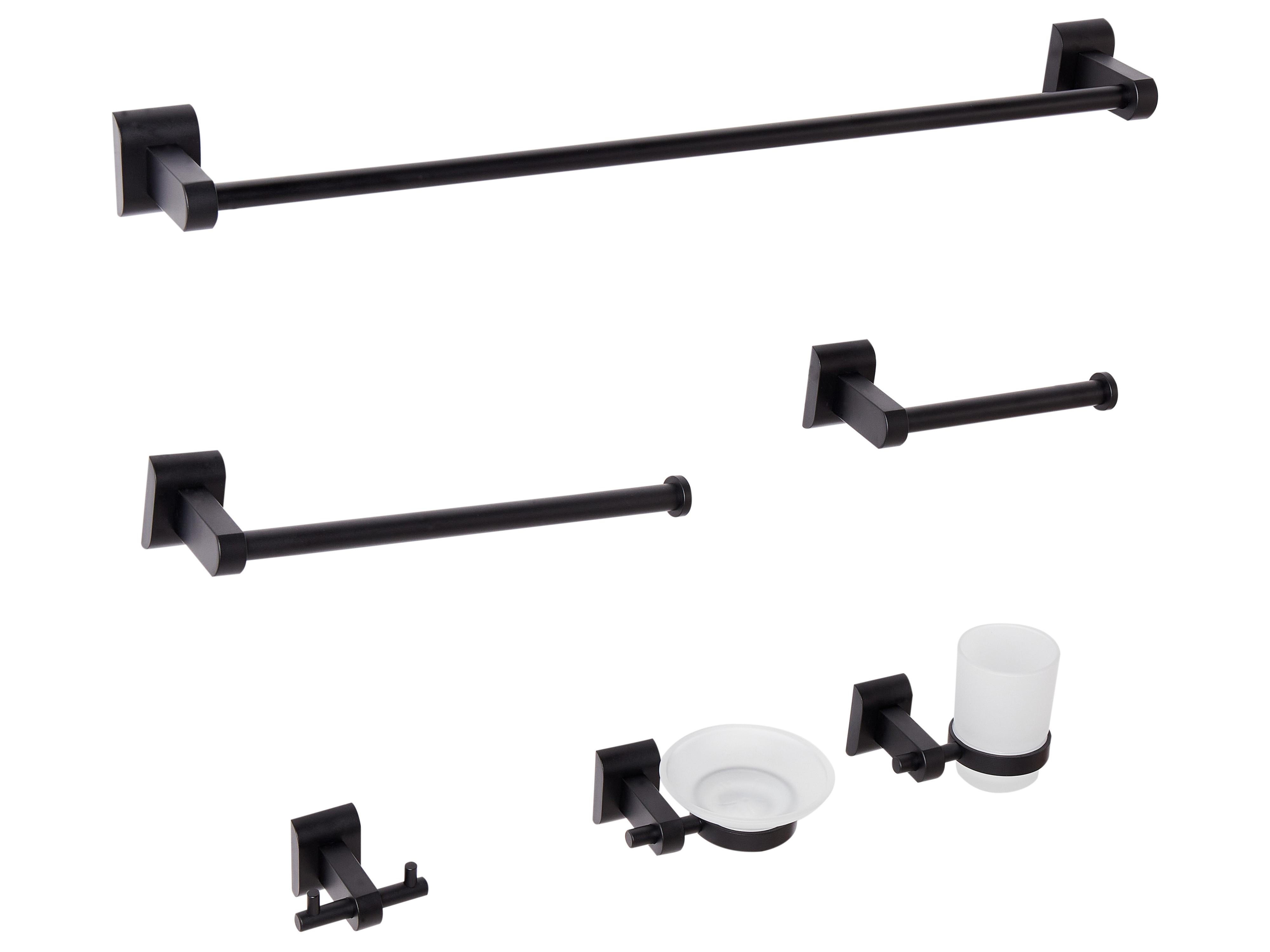 6-Piece Bathroom Hardware Set TALARA with Towel Bars and Hooks Black