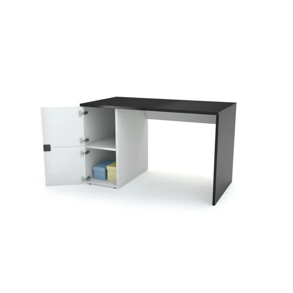 Voelkel Young Users Collection White and Black Wood Single-pedestal Desk