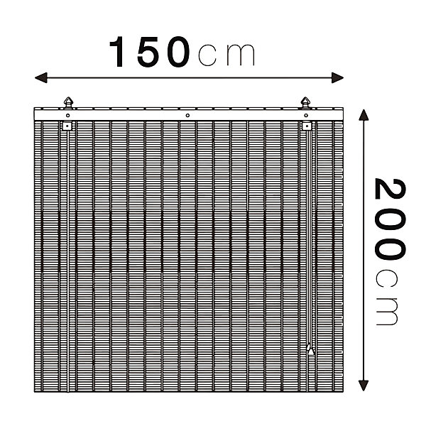 Lot de 2 Store de fenêtre en Bambou avec enroulement manuel, protection vie privée et brise-vue-Longueur 150 x Hauteur 200 cm
